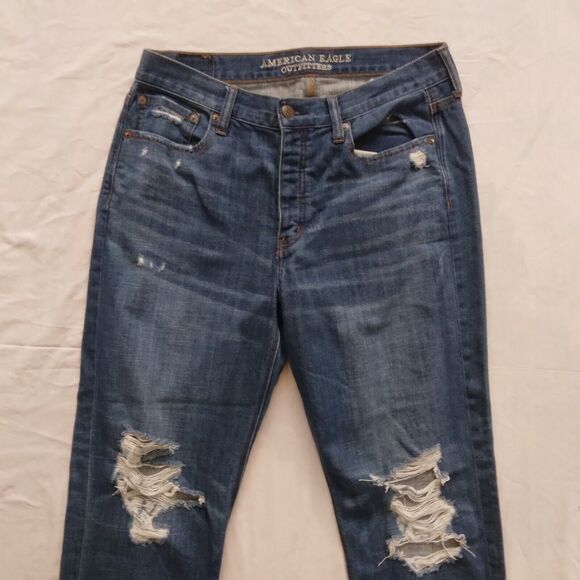 American Eagle Vintage Hi-Rise Button Fly Distressed Jeans Womens Size 10 - Picture 2 of 8